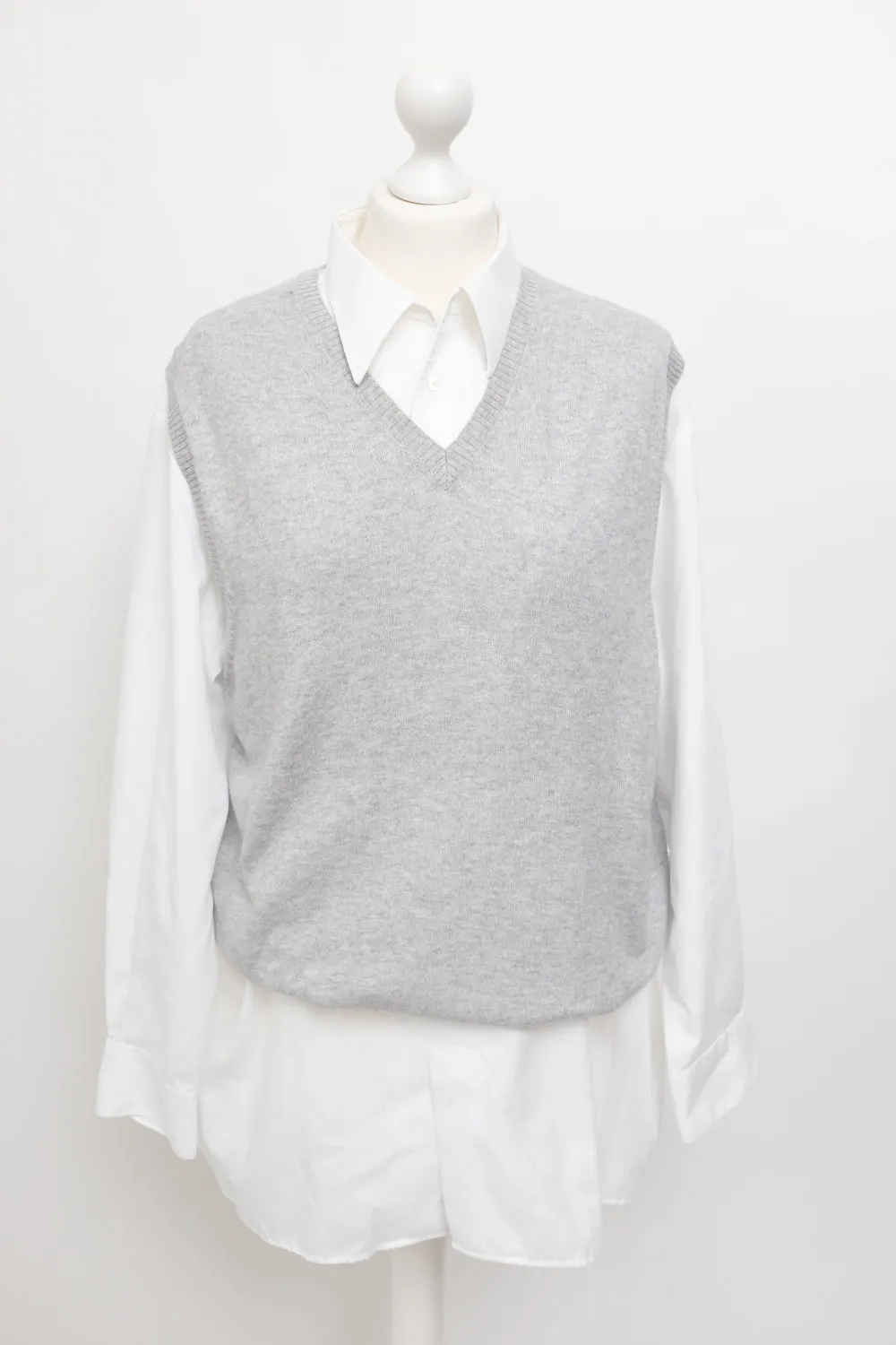 PALE GREY CASHMERE COTTON VEST