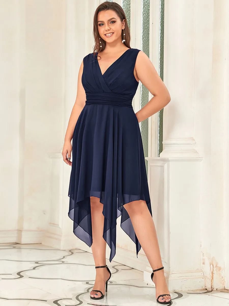 Plus Size Pretty Wholesale Knee Length Chiffon Bridesmaid Dress with Irregular Hem