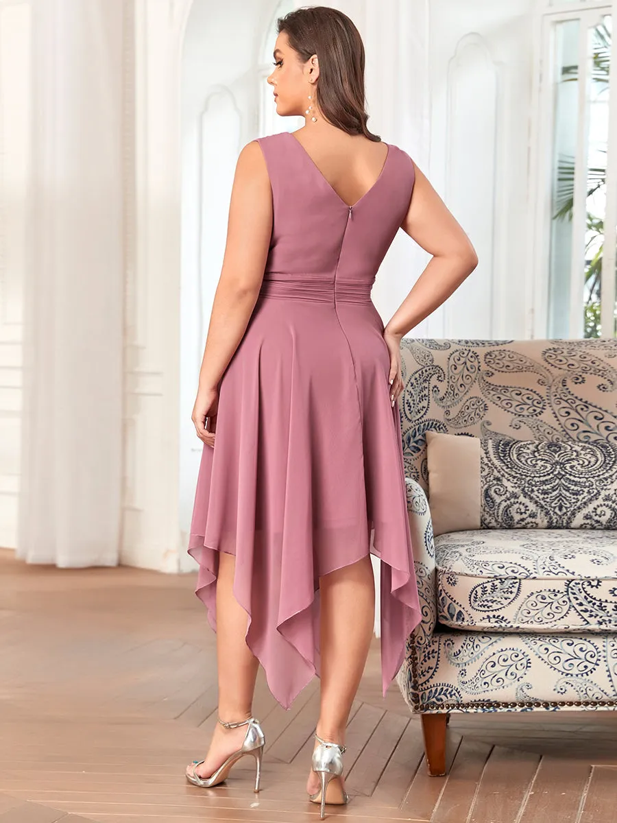 Plus Size Pretty Wholesale Knee Length Chiffon Bridesmaid Dress with Irregular Hem