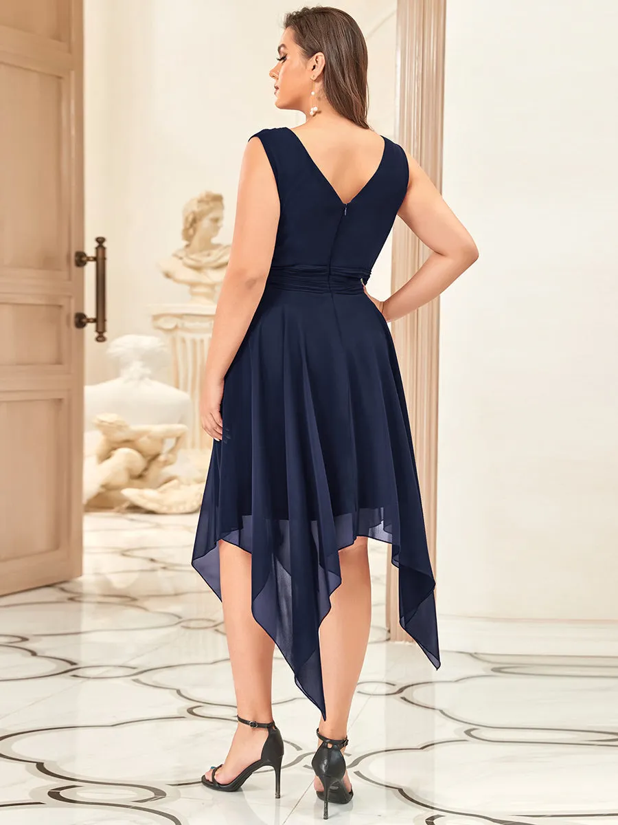 Plus Size Pretty Wholesale Knee Length Chiffon Bridesmaid Dress with Irregular Hem