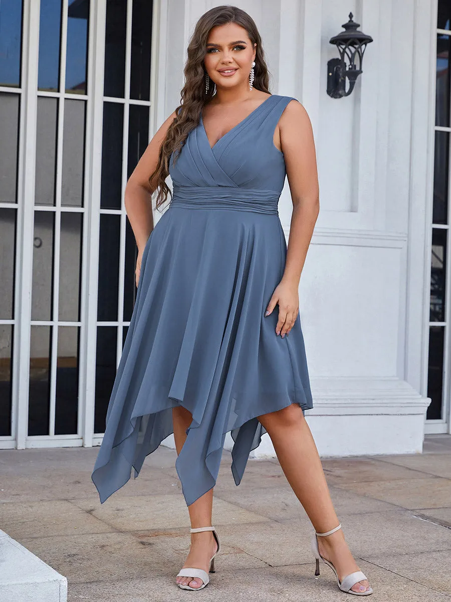 Plus Size Pretty Wholesale Knee Length Chiffon Bridesmaid Dress with Irregular Hem