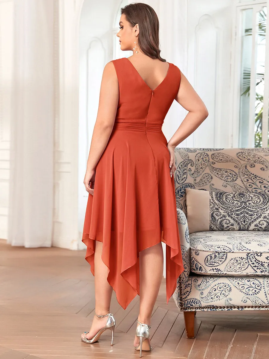 Plus Size Pretty Wholesale Knee Length Chiffon Bridesmaid Dress with Irregular Hem