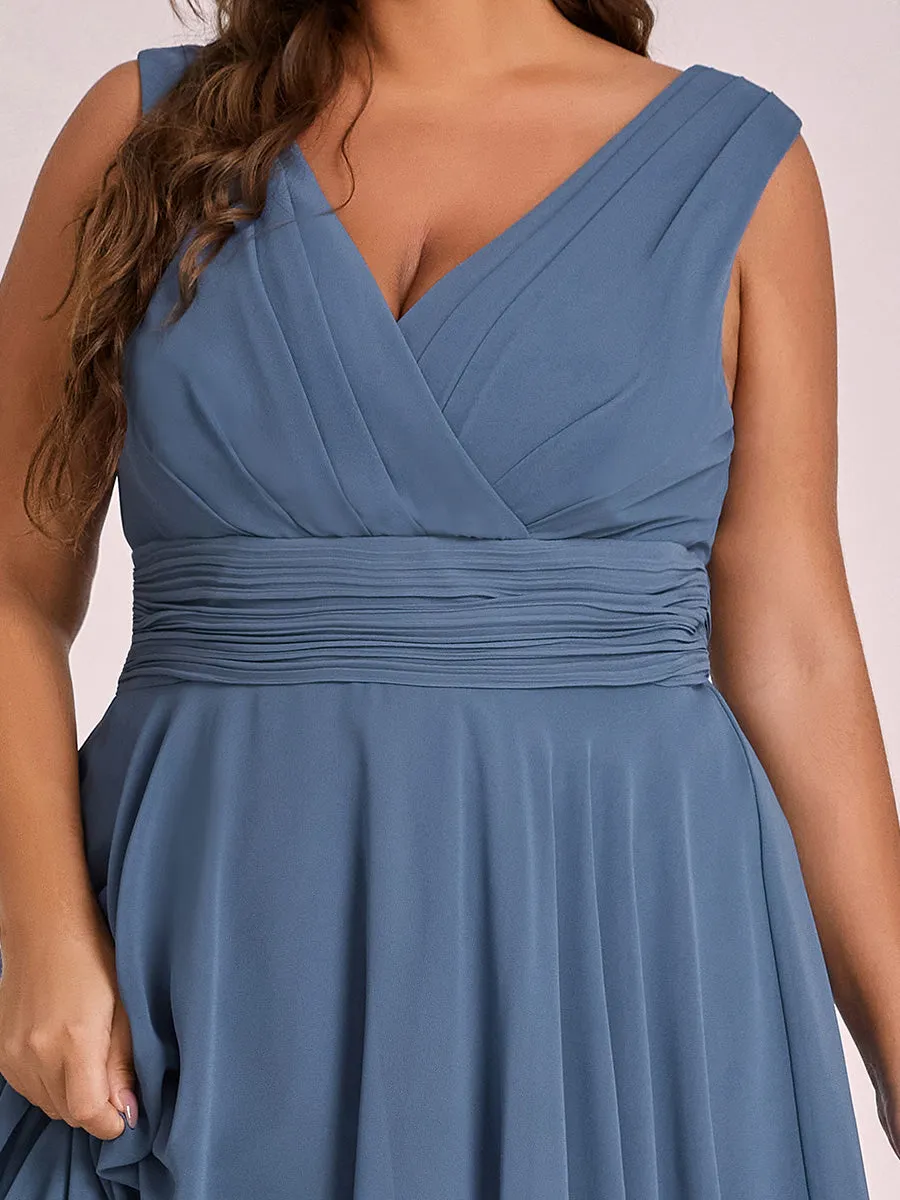 Plus Size Pretty Wholesale Knee Length Chiffon Bridesmaid Dress with Irregular Hem