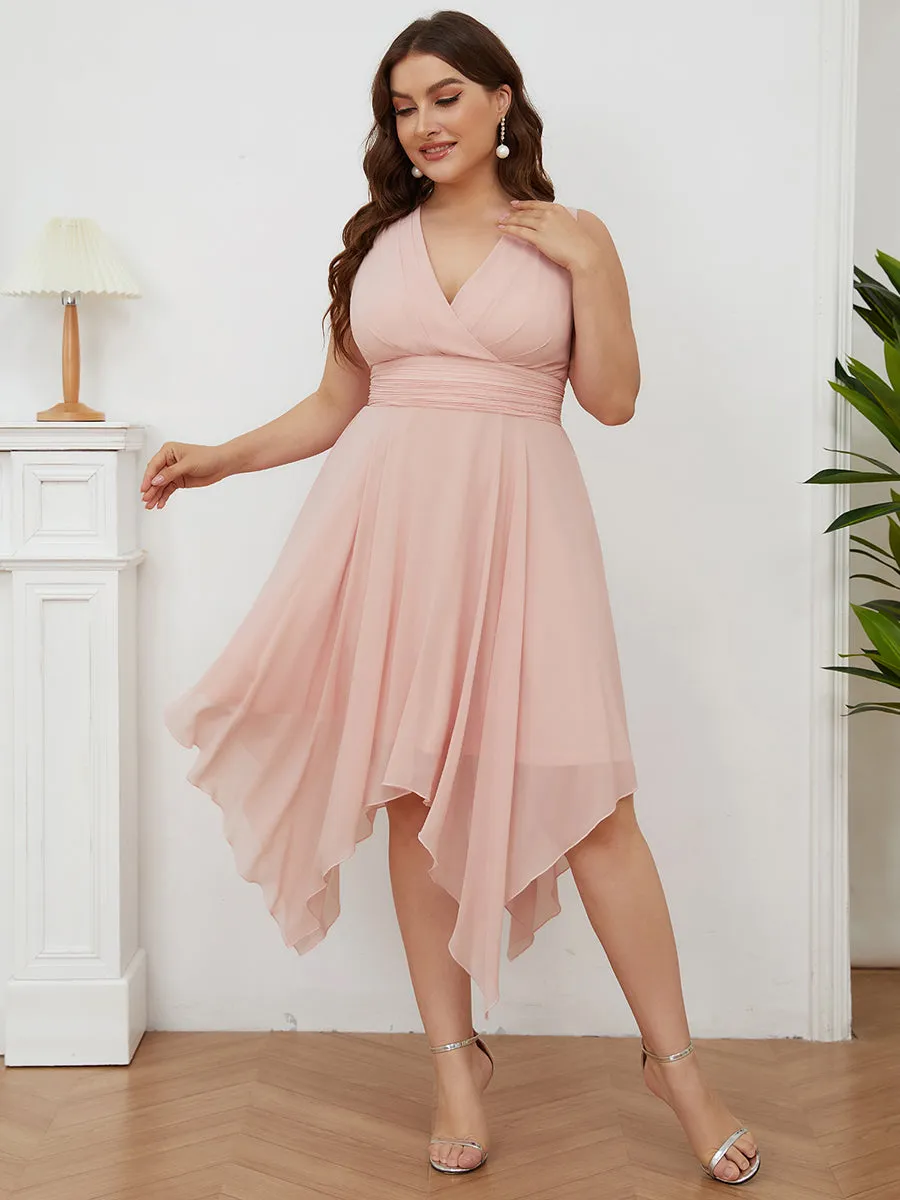 Plus Size Pretty Wholesale Knee Length Chiffon Bridesmaid Dress with Irregular Hem