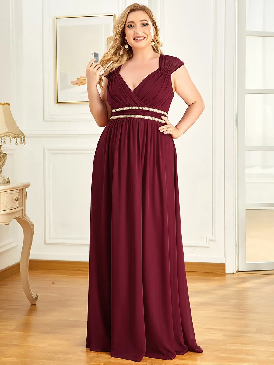 Plus Size Sleeveless Floor Length V Neck Wholesale Bridesmaid dresses