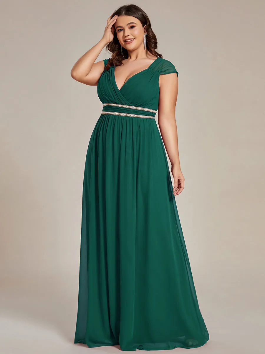 Plus Size Sleeveless Floor Length V Neck Wholesale Bridesmaid dresses