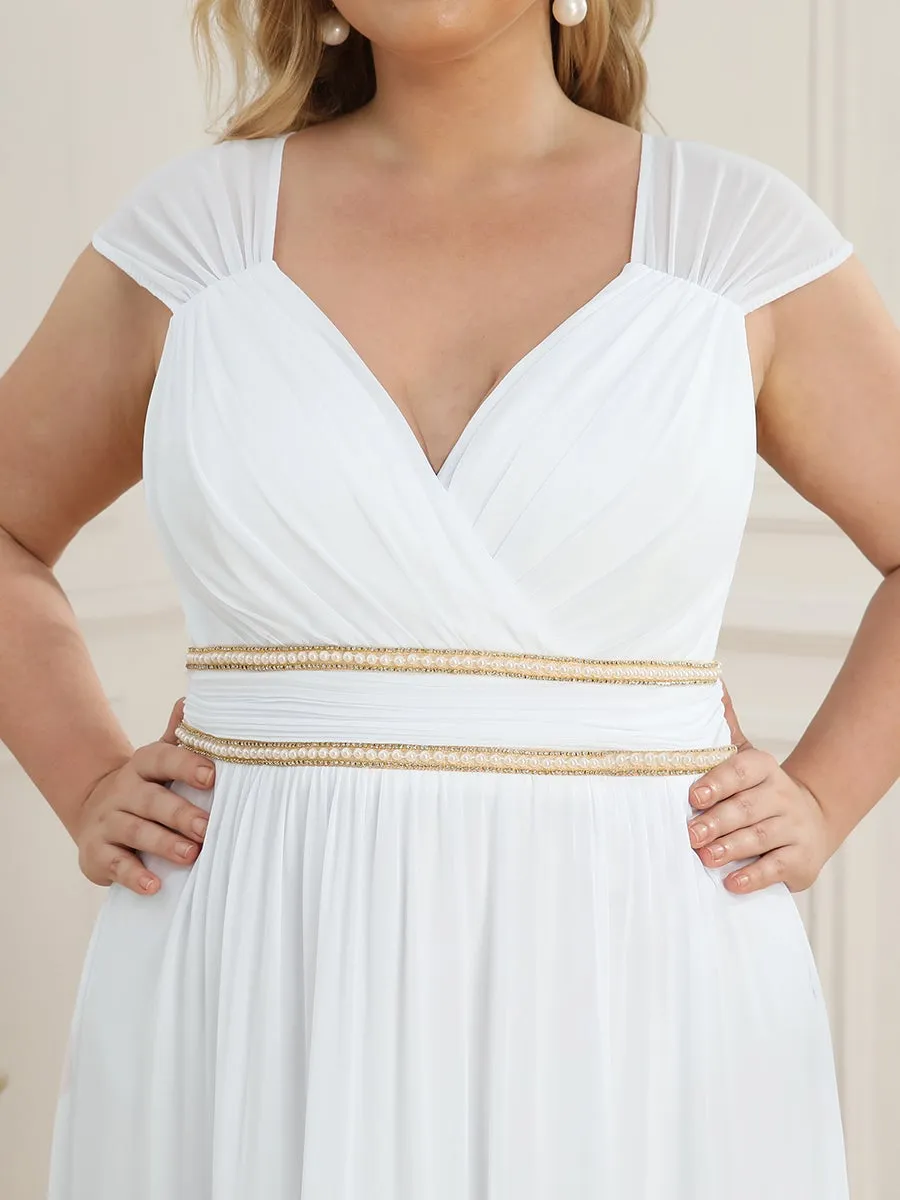 Plus Size Sleeveless Floor Length V Neck Wholesale Bridesmaid dresses