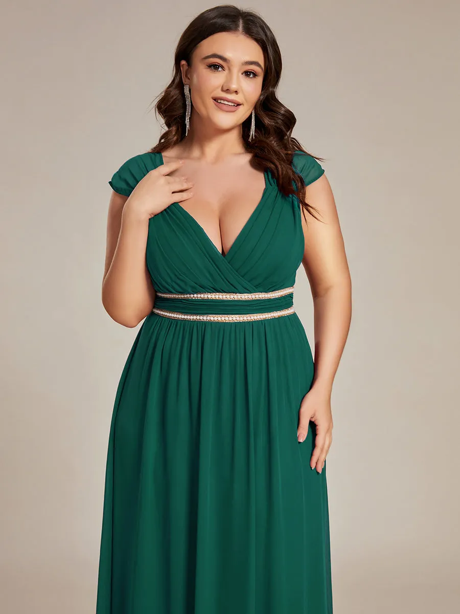 Plus Size Sleeveless Floor Length V Neck Wholesale Bridesmaid dresses