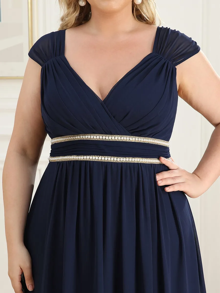 Plus Size Sleeveless Floor Length V Neck Wholesale Bridesmaid dresses