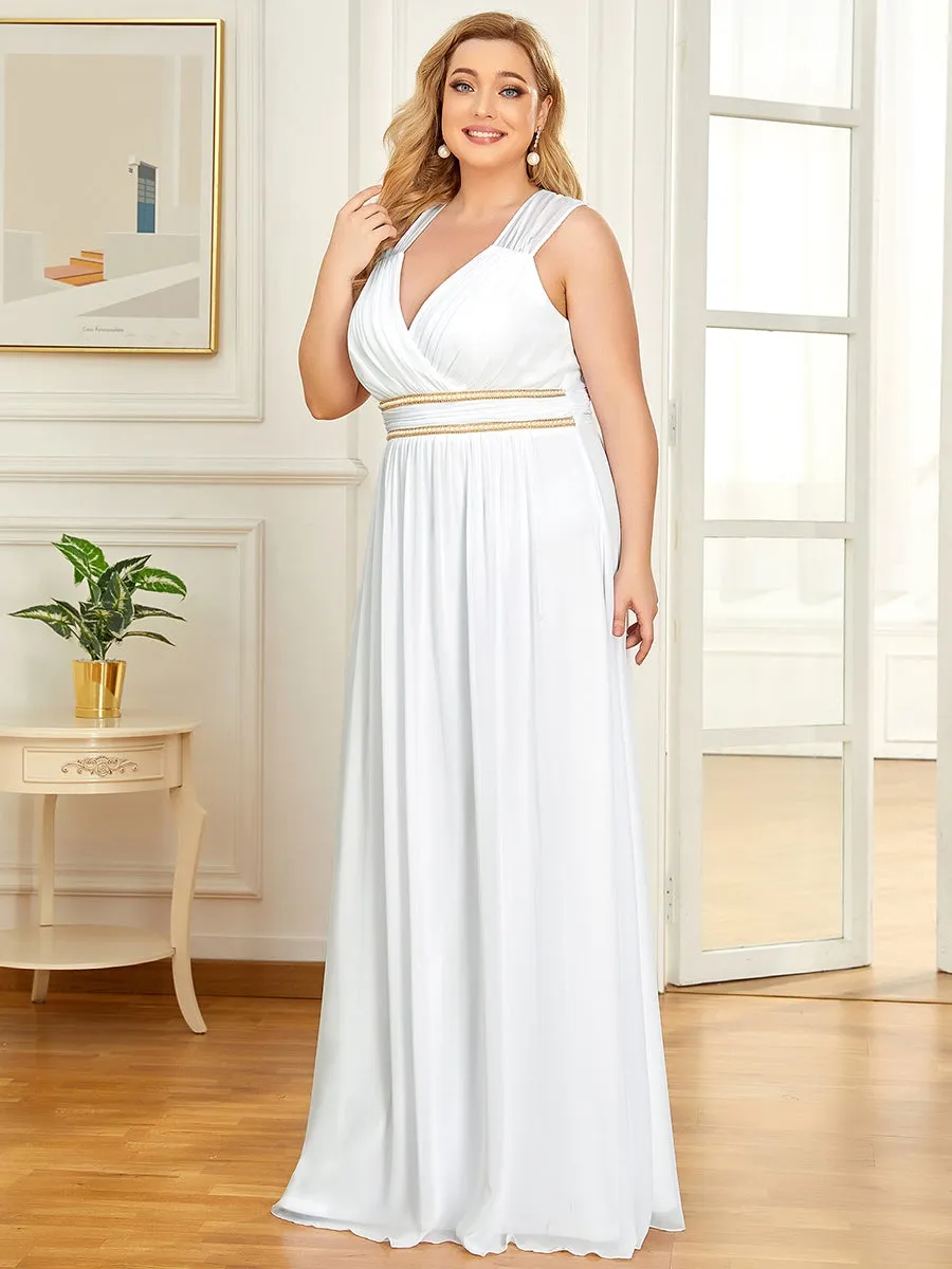 Plus Size Sleeveless Floor Length V Neck Wholesale Bridesmaid dresses