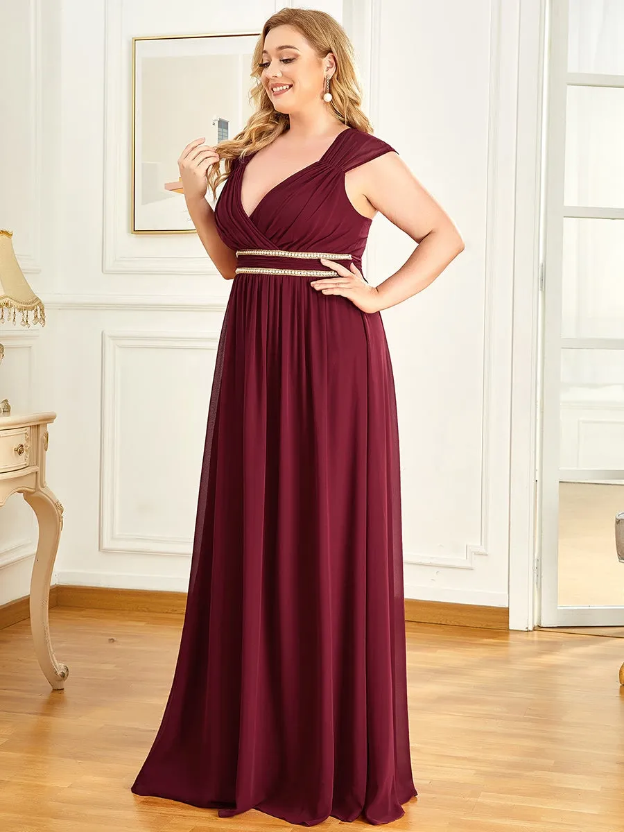 Plus Size Sleeveless Floor Length V Neck Wholesale Bridesmaid dresses