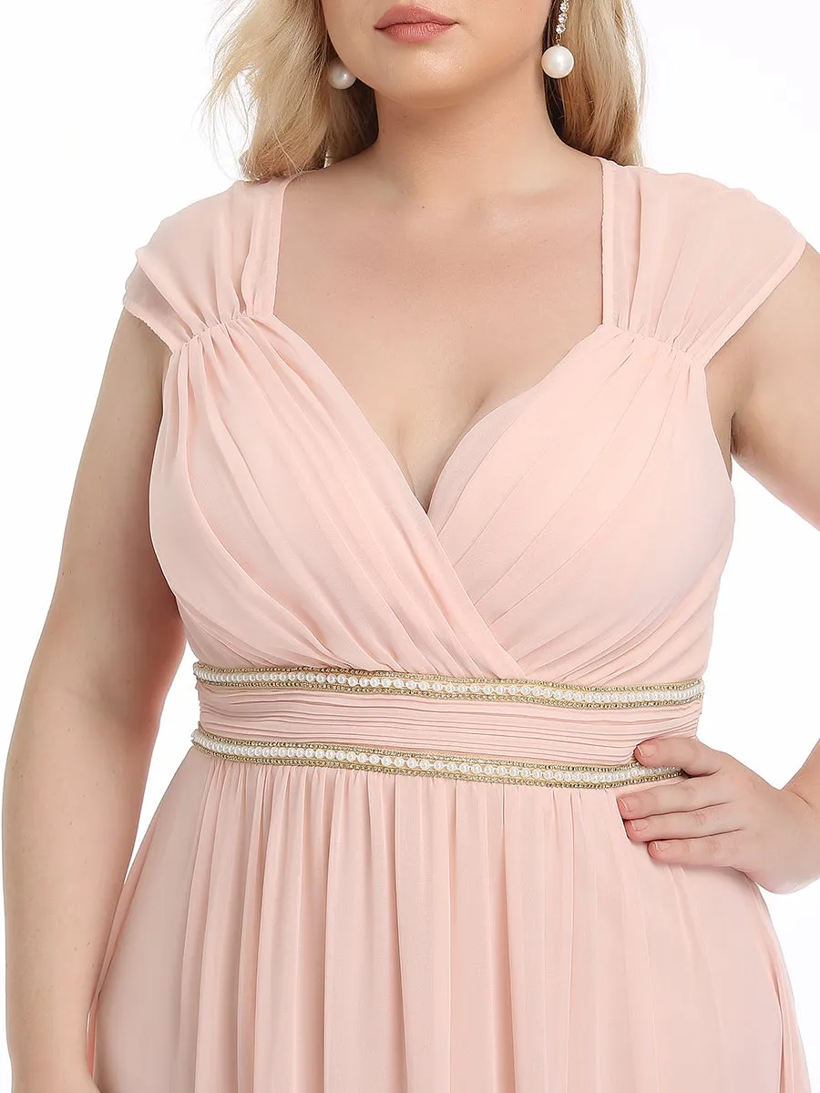 Plus Size Sleeveless Floor Length V Neck Wholesale Bridesmaid dresses