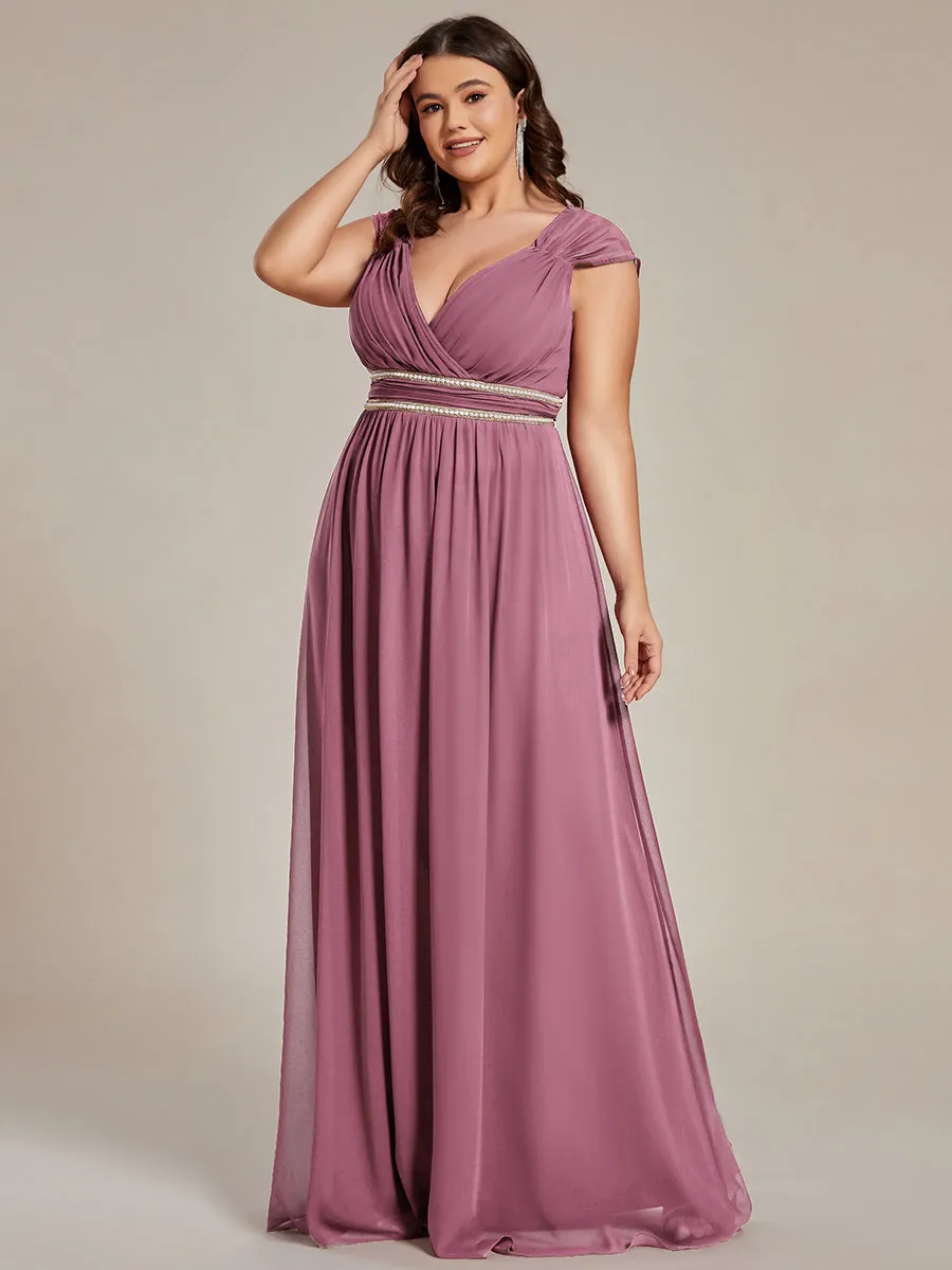 Plus Size Sleeveless Floor Length V Neck Wholesale Bridesmaid dresses