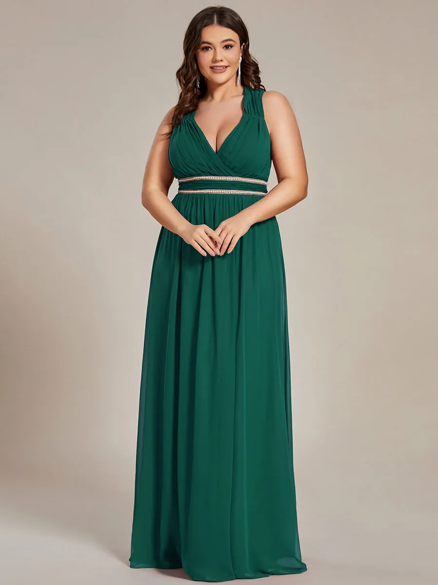 Plus Size Sleeveless Floor Length V Neck Wholesale Bridesmaid dresses