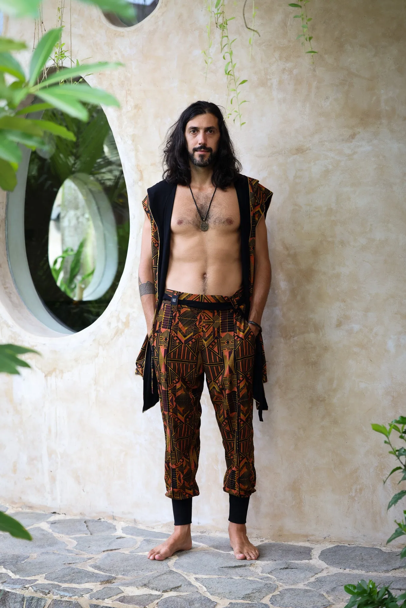 QI PANTS Prism - Oriental Print Art Tencel Pants