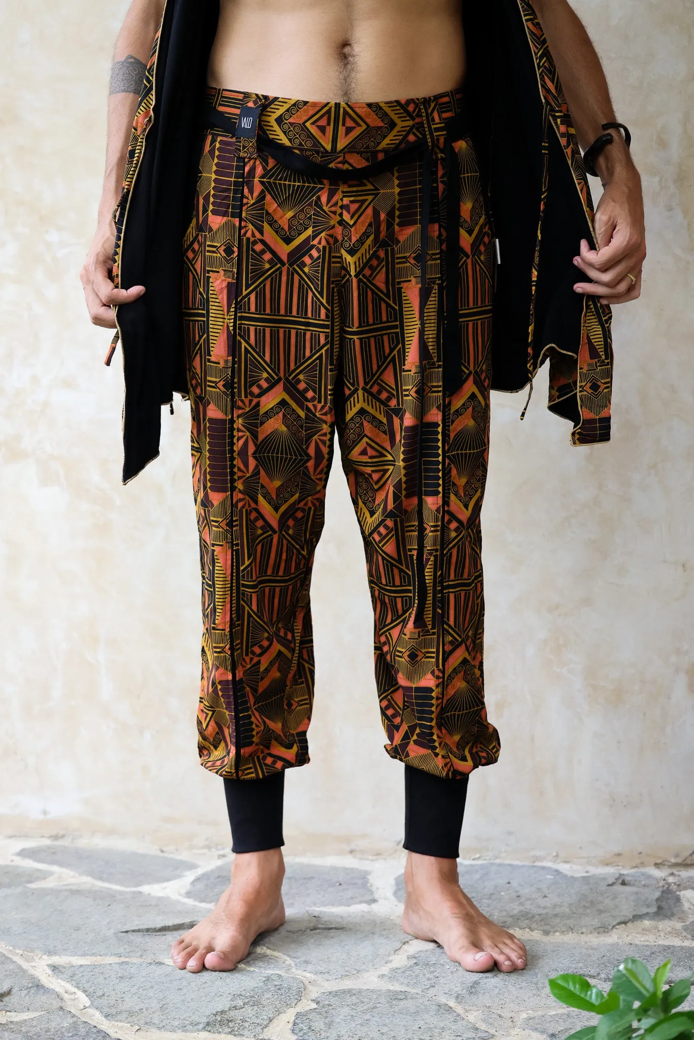 QI PANTS Prism - Oriental Print Art Tencel Pants