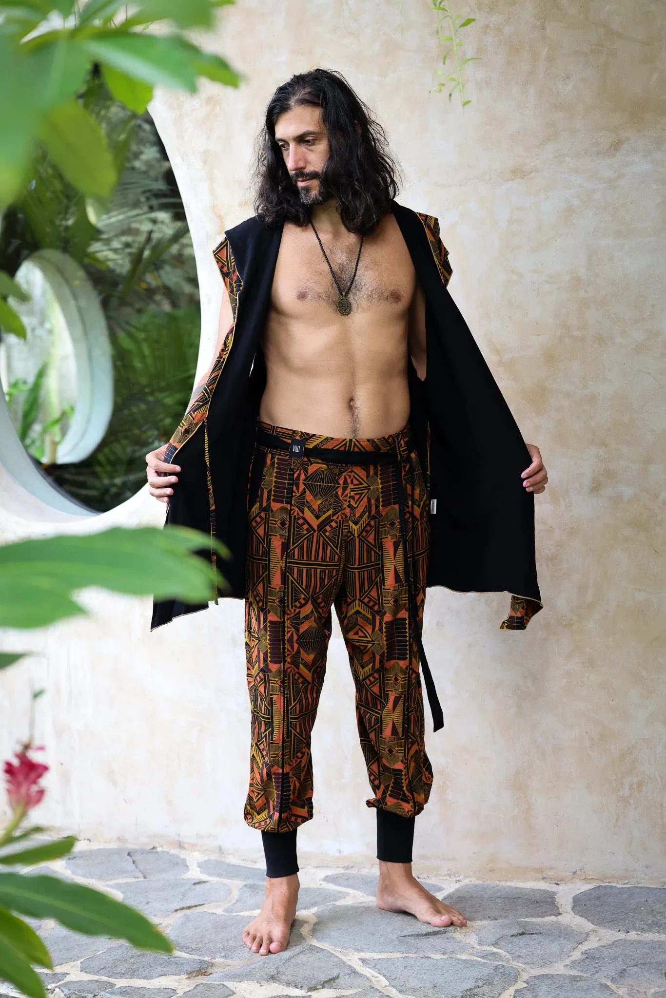 QI PANTS Prism - Oriental Print Art Tencel Pants