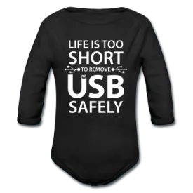 "Life is too Short" (white) - Baby Long Sleeve One Piece