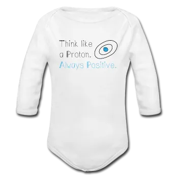 "Think like a Proton" (black) - Baby Long Sleeve One Piece