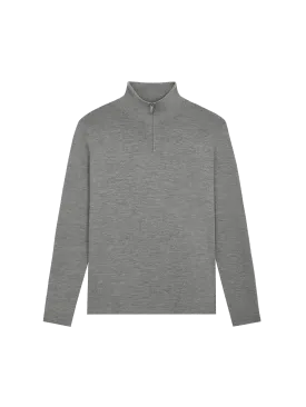 Regenerative Merino Wool Half-Zip Sweater—grey marl