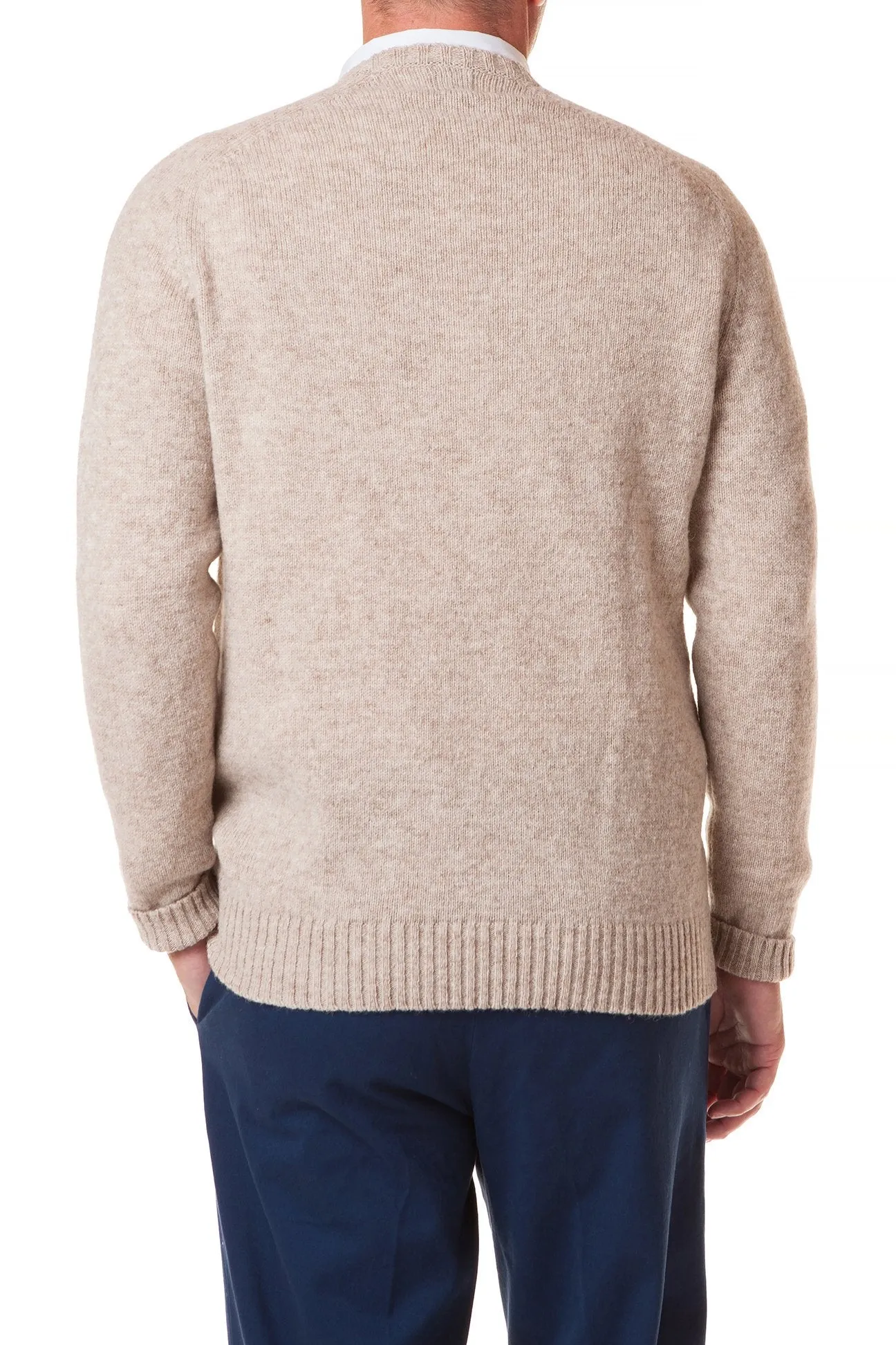 Scottish Shetland Crew Neck Sweater Oatmeal