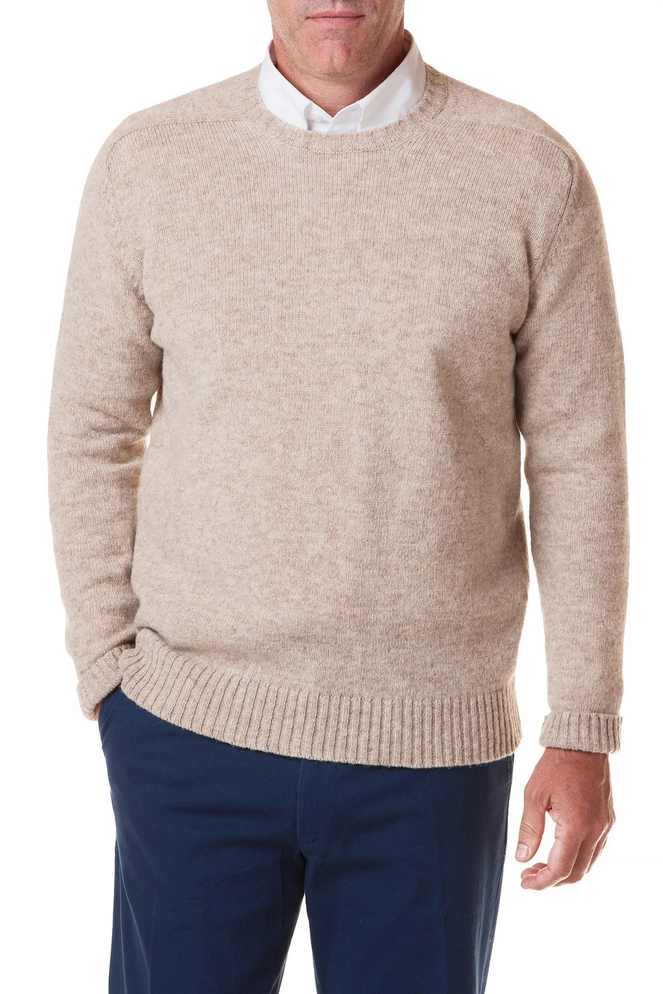 Scottish Shetland Crew Neck Sweater Oatmeal