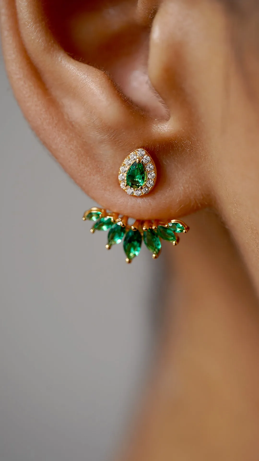 Suriya Emerald Ear Jackets 18K Gold Vermeil