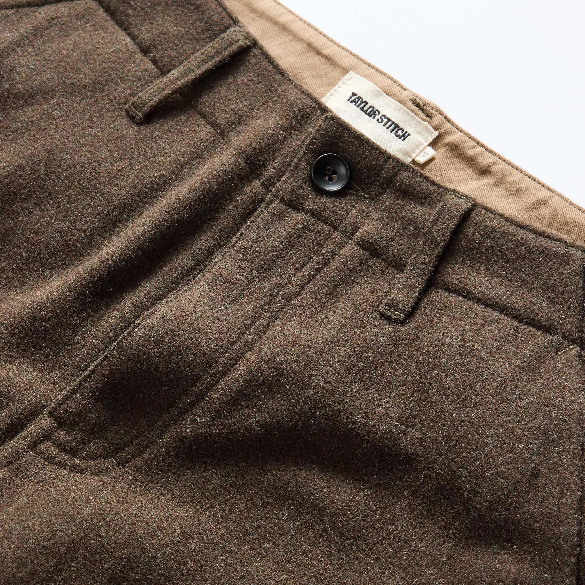 The Carnegie Pant in Army Herringbone Wool