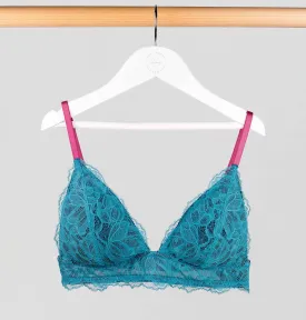 Turquoise lace & navy padded triangle