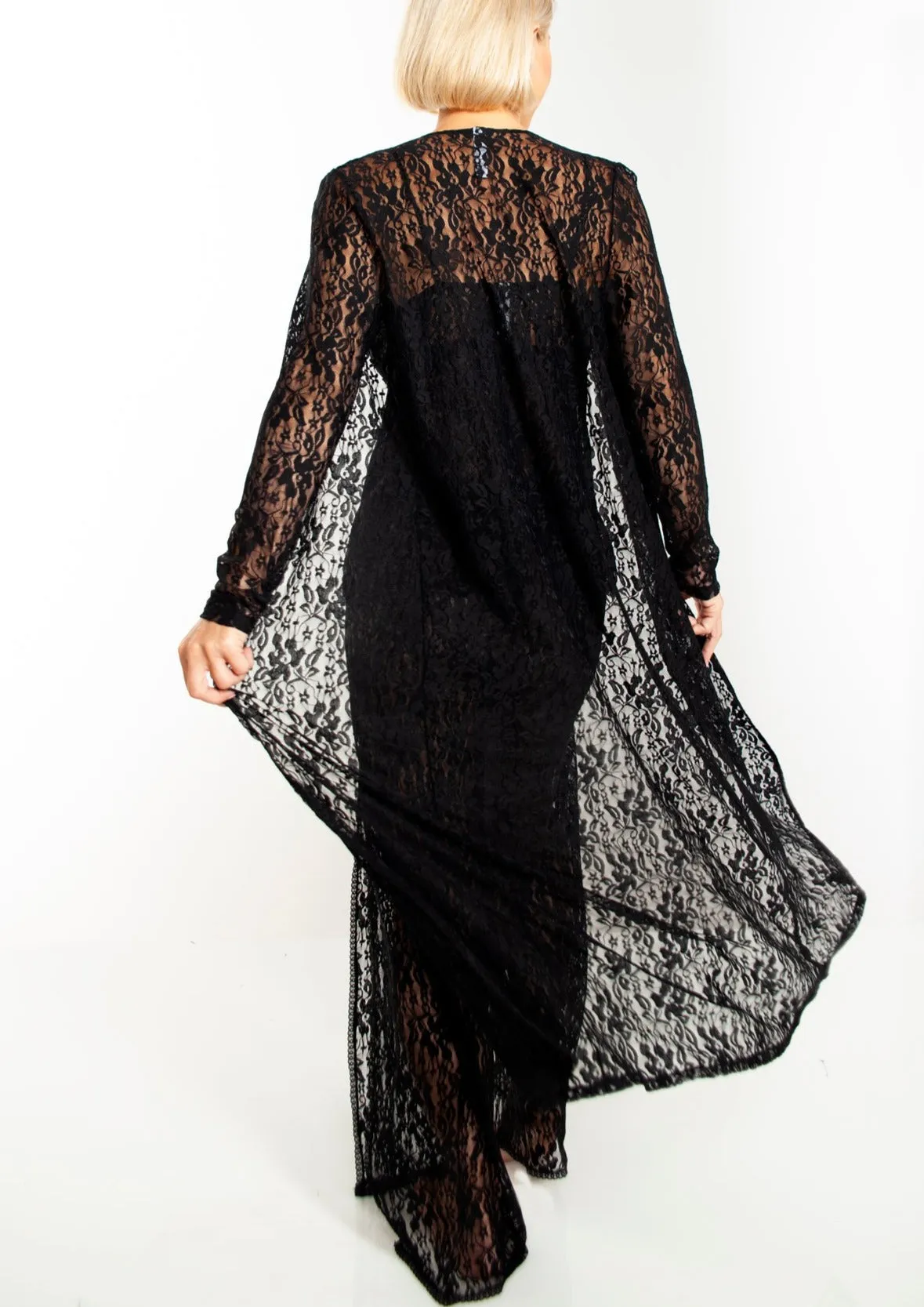 Up All Night Stretch Lace Duster