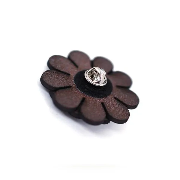 Vintage Wood & Purple Flower Lapel