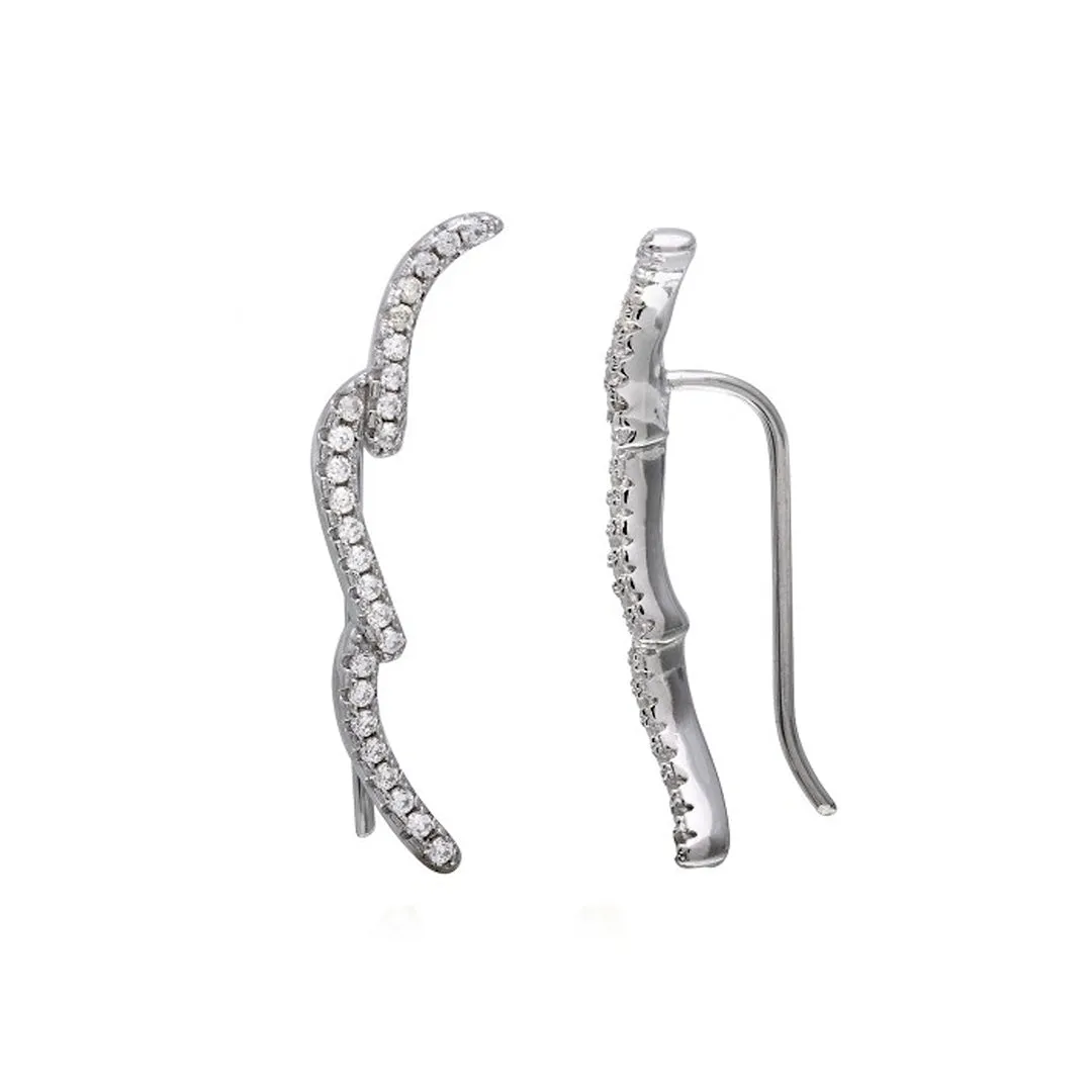 Wave Ear Climber Earrings silver gold