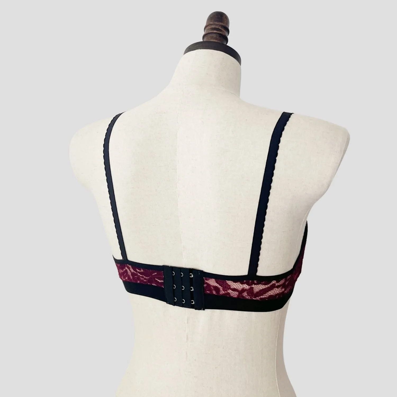 Wine red lace padded bra