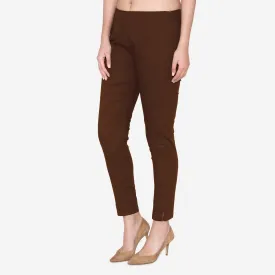 Women's Cotton Formal Trousers - Brown