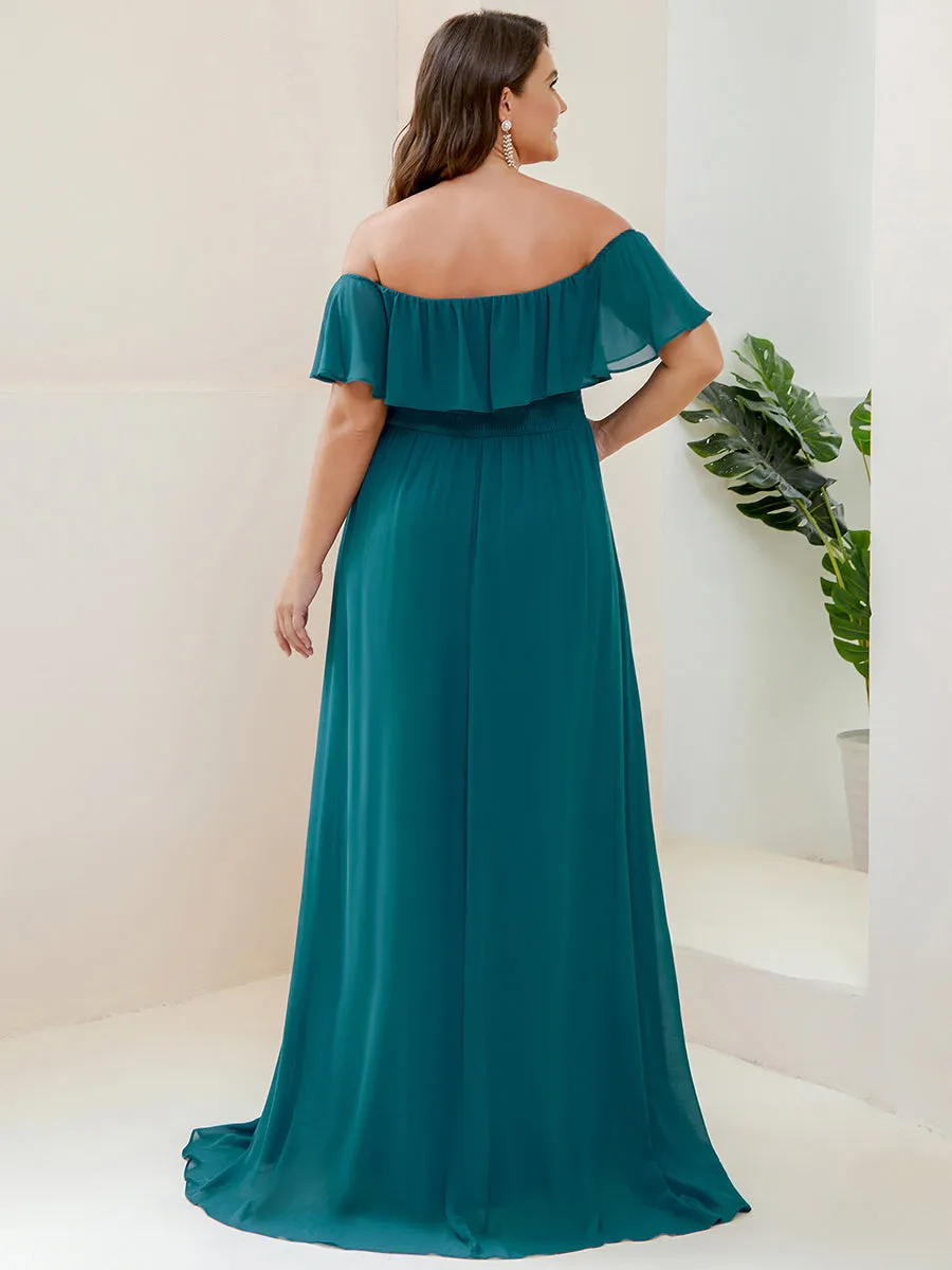 Women's Plus Size Ruffle Thigh Split Wholesale Bridesmaid Dresses