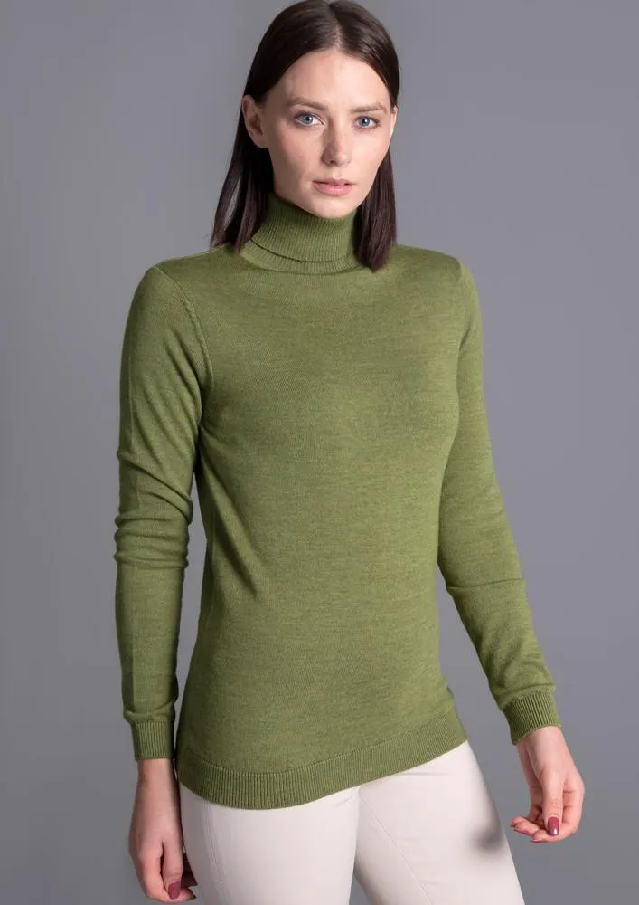 Womens Pure Extra Fine Merino Wool Roll Neck Jumper