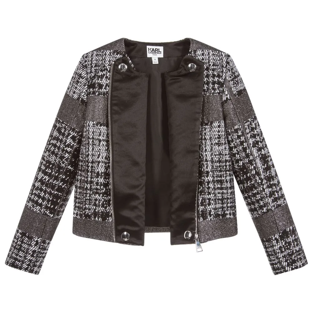 Wt/Blk Silver Tweed Bomber