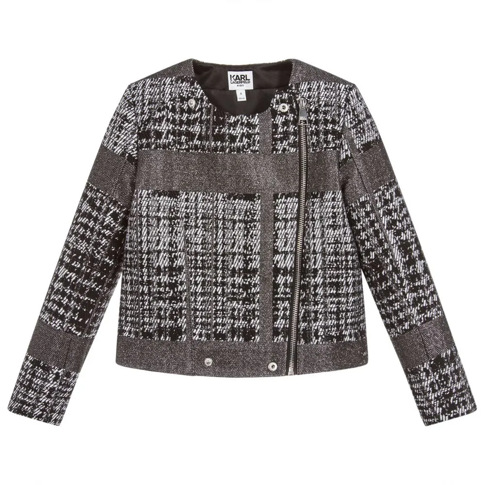 Wt/Blk Silver Tweed Bomber